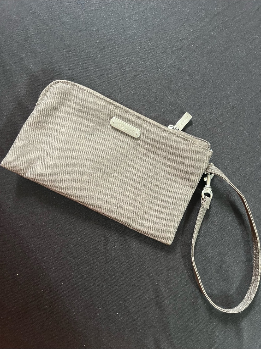 Baggallini Brown Wristlet with Light Blue Interior